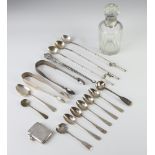 An Edwardian silver vesta, rubbed marks and minor silver cutlery, weighable silver 204 grams