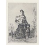 Augustus John (1872-1961) etching, signed in pencil "The Little Family" labels on verso 15.5cm x