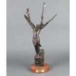 Franklin Mint, after Lawrence Heyda, a bronze figure "Eagle of The Sioux" raised on a wooden base