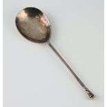 A Charles I style silver seal top spoon, makers mark RC, 15.5cm, an ex gilt bowl, rubbed marks 25.
