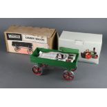 A Mamod Mallard lumber wagon LW.1 complete with logs and a Mamod open wagon OW1, both boxed