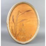 Albert James Rowley (1899-1931), an oval parquetry panel depicting a kingfisher, contained in a gilt