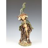A Joy Pamphilon ceramic figure of a standing witch with mice at her feet 25cm