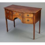A 19th Century mahogany and crossbanded bow front sideboard fitted a drawer flanked by cupboards