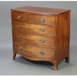 A 19th Century mahogany and crossbanded bow front chest of 2 short and 3 long drawers with