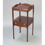 A 19th Century style square mahogany 2 tier night table fitted a 3/4 gallery and 1 long drawer
