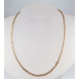 A 9ct two colour yellow gold rope twist necklace, 40cm, 11 grams