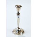 A GEORGE V SILVER TABLE CANDLESTICK raised on a circular beaded border base, maker: M. J.