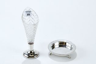 A LATE VICTORIAN CUT-GLASS NAPKIN HOLDER with silver base, maker: CJF Chester 1899,
