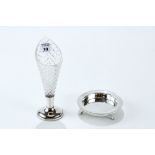 A LATE VICTORIAN CUT-GLASS NAPKIN HOLDER with silver base, maker: CJF Chester 1899,