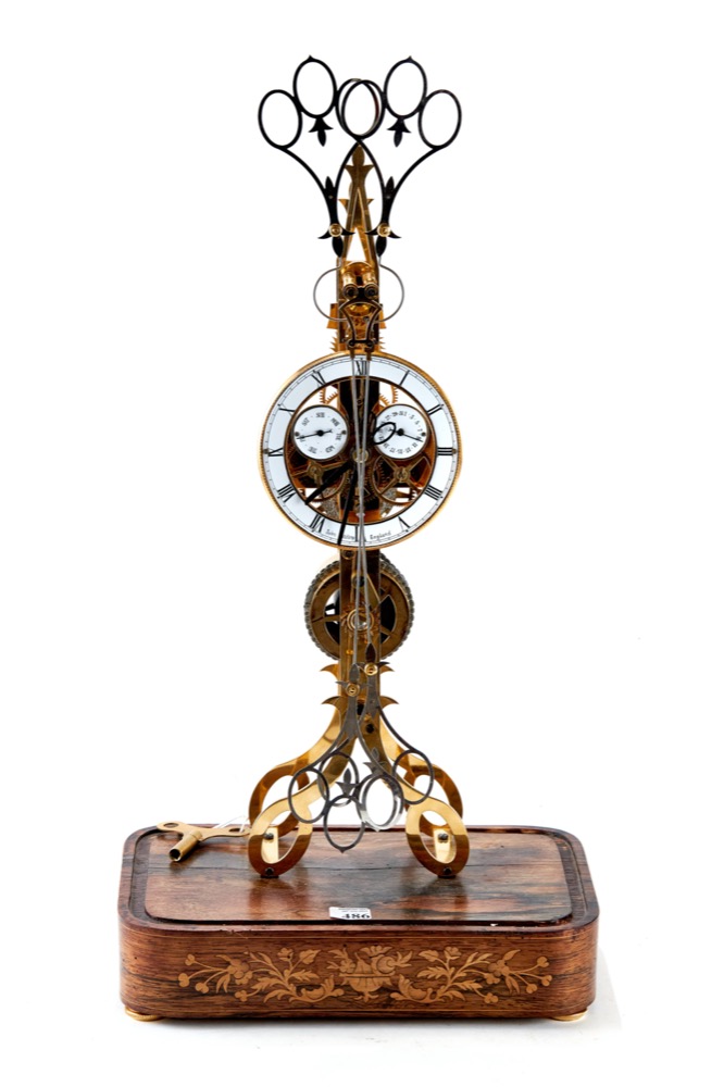 JOHN WILDING, ENGLAND, A REPRODUCTION BRASS SKELETON CLOCK,