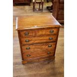 A SMALL MAHOGANY CHEST OF DRAWERS, fitted two long and one double depth drawer,