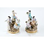 A PAIR OF 19th CENTURY MEISSEN PORCELAIN GROUPS,