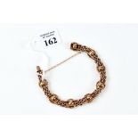 A LADY'S 9CT ROSE AND YELLOW GOLD BRACELET, stamped 9ct, 13.4 grams, old repairs.