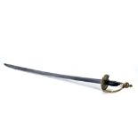 A 19th CENTURY SWORD, with brass pommel and guard, and single edge blade,