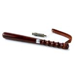 A ROSEWOOD POLICE TRUNCHEON possibly Metropolitan, stamped M.