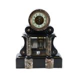 A LATE 19th CENTURY MARTI & CO, PARIS MARBLE DRUM-HEAD MANTLE CLOCK,