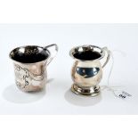 AN EDWARDIAN SILVER CHRISTENING MUG embossed with drapery, maker: R.P.