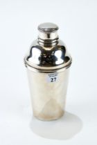 A GEORGE VI SILVER COCKTAIL SHAKER retailed by Harrods, London, of typical plain form, maker: R.W.
