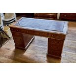 A LATE VICTORIAN MAHOGANY PEDESTAL WRITING DESK,