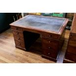 A 19th CENTURY MAHOGANY PEDESTAL WRITING DESK,