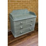 A VICTORIAN PAINTED PINE CHEST OF DRAWERS,
