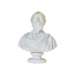 GPE RAJMONDY, 1873, A WHITE STATUARY MARBLE BUST OF NAPOLEON III, with circular socle base,