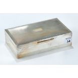 AN ELIZABETH II RECTANGULAR SILVER CIGARETTE BOX with engine turned lid, maker: S. J. R.