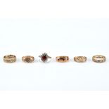 SIX 9CT GOLD RINGS, some with faults, approx 13.6 grams.