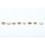 EIGHT 18CT GOLD STONE SET RINGS, with faults, approx 19.4 grams.