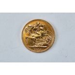 AN 1890 GOLD SOVEREIGN, crowned head, approx 8 grams.