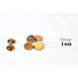 A PAIR OF 9CT ROSE GOLD CIRCULAR CUFF LINKS, maker: CS.FS, 9.