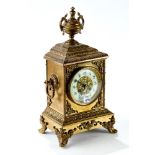 A LATE 19th CENTURY FRENCH CAST-BRASS MANTEL CLOCK, twin train Japy Frere's movement,