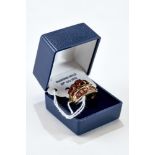 A 9CT GOLD GRADUATED FIVE-STONE GARNET RING, size Q 1/2, and a 9ct gold four-stone DITTO, size O,