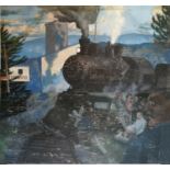 John Middleton, 20thC, American School, Two-Sectional Mural, Death of Ed Ricketts, sponsored by