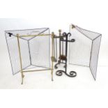 A set of fire tools and stand, together with 2 spark guards etc Please Note - we do not make