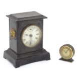 A 19thC mantle clock together with a small Smith's Empire clock (2) Please Note - we do not make