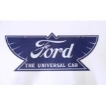 A late 20thC enamel hanging advertising sign for Ford - The Universal Car. Approx. 30" wide Please