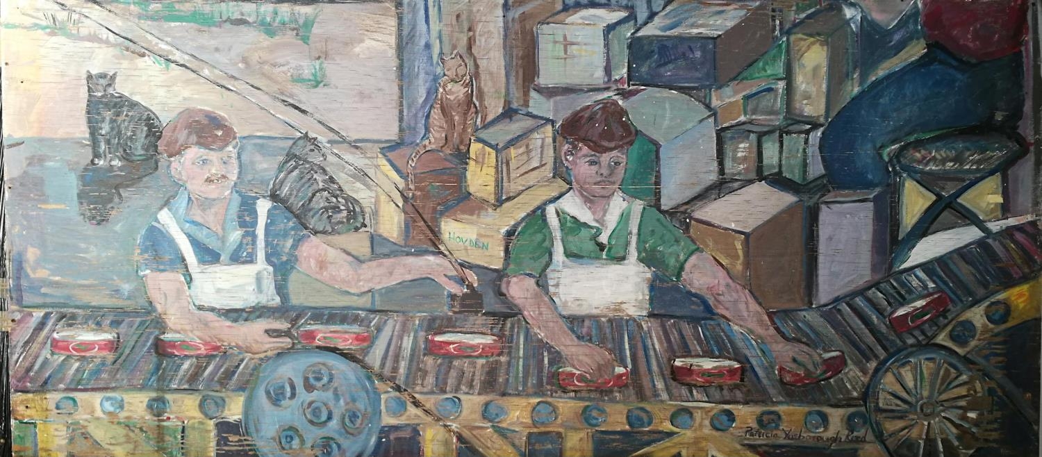 Patricia Yarborough Reed, 20thC, American School, Mural, Box & Label Machine, sponsored by the First - Bild 3 aus 3