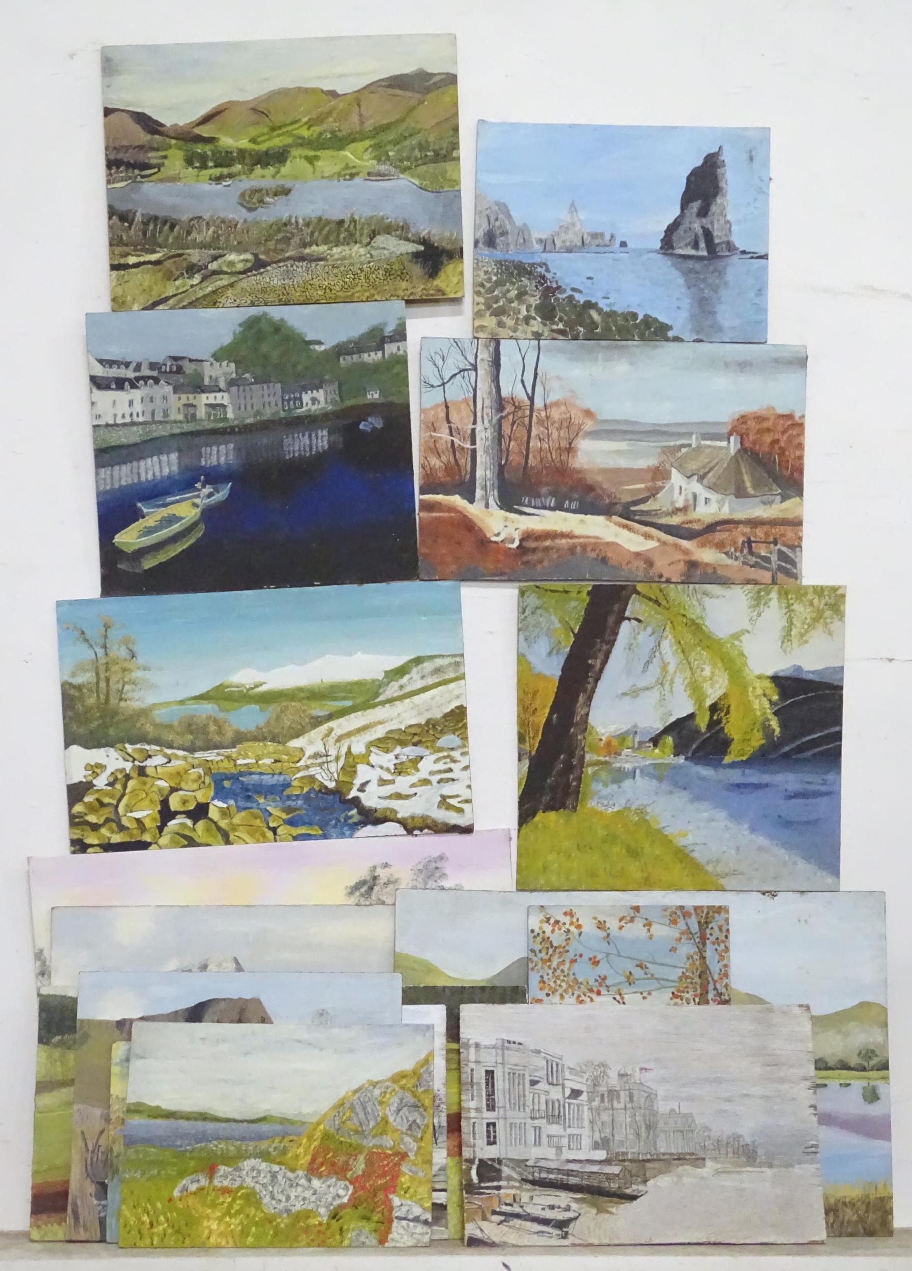 A quantity of oil / acrylic on board paintings depicting coastal and rural scenes some titled, to - Bild 3 aus 17