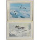 Two military plane prints, comprising Hurricane after Robert Taylor, signed by Bob Stanford-Tuck