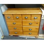A pine chest of drawers. Approx. 31" high x 35 3/4" wide x 15 1/2/" deep Please Note - we do not