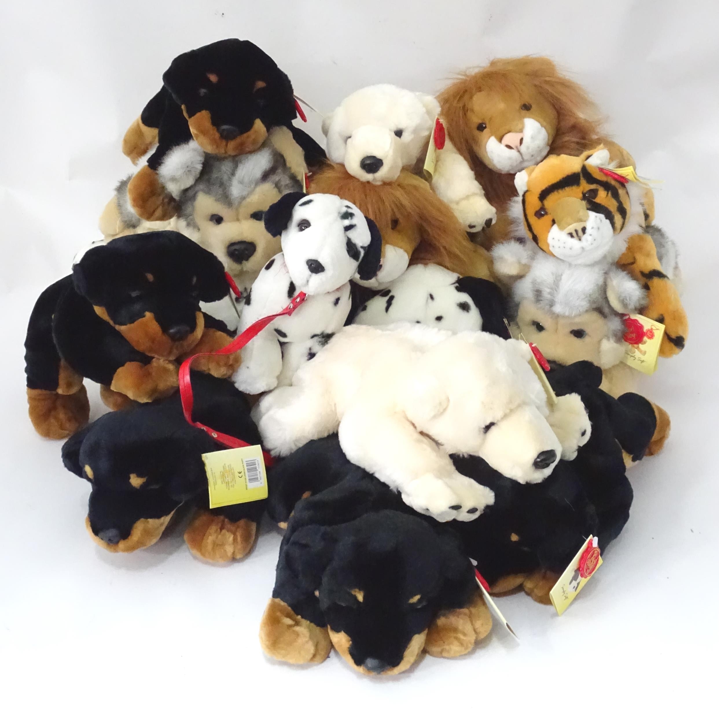 A quantity of Keel soft toys to include various dogs, lions etc. Please Note - we do not make