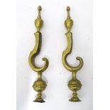 A pair brass andirons. Approx. 15" long Please Note - we do not make reference to the condition of