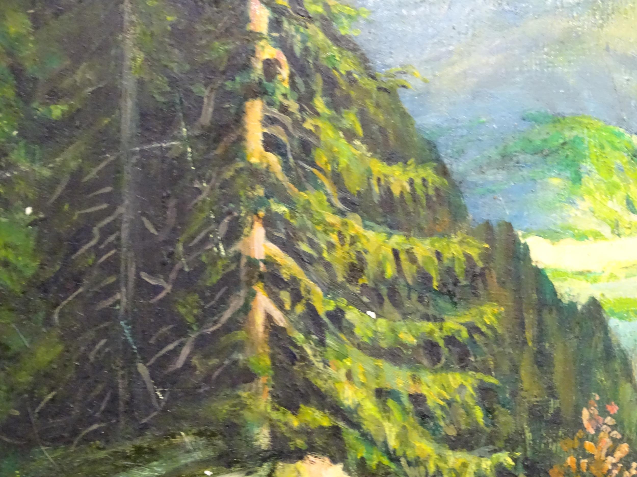 A 20th century oil on canvas depicting a mountainous landscape scene Please Note - we do not make - Bild 5 aus 5