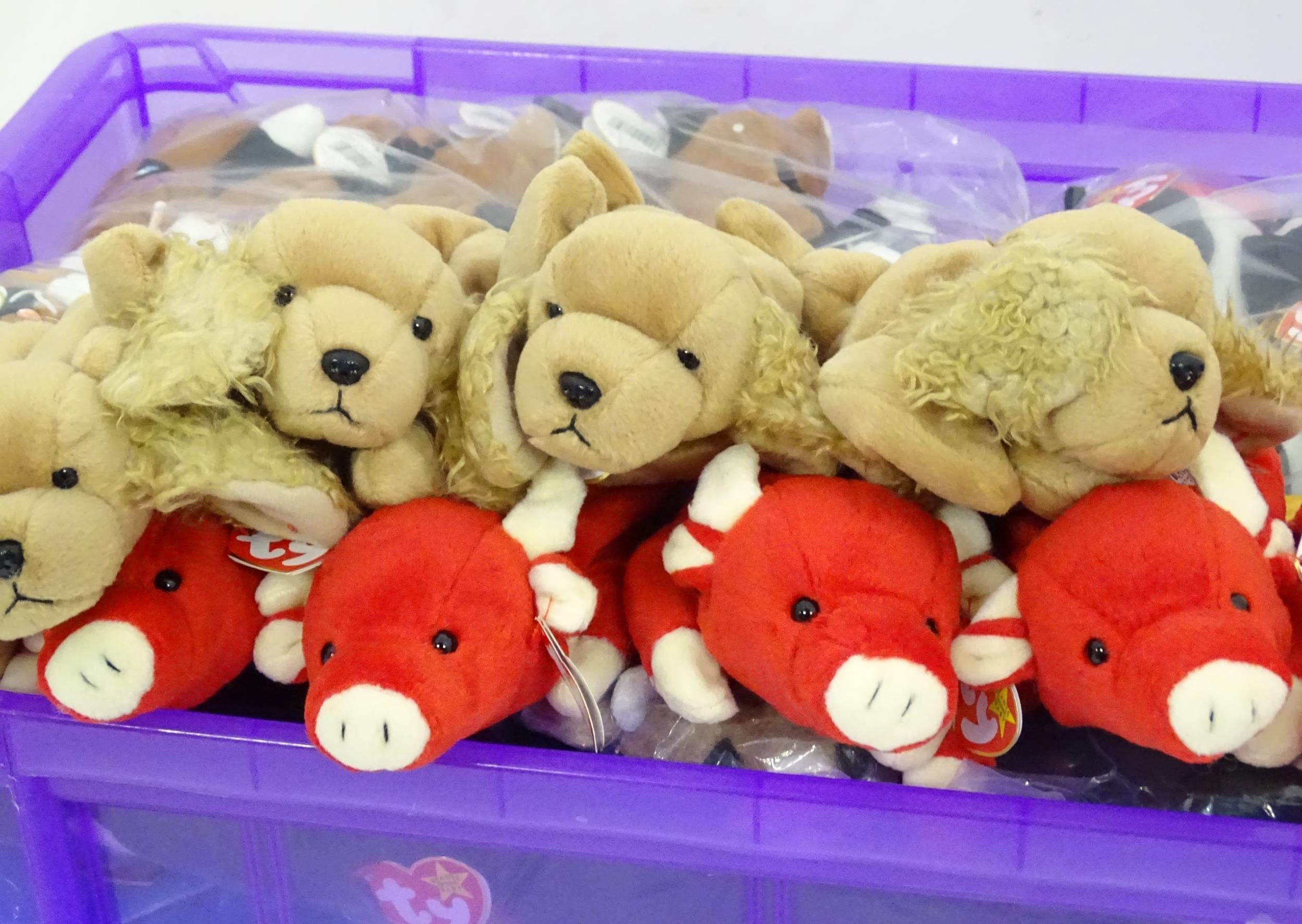 A large quantity of TY Beanie Baby soft toys to include puffins, cats, birds, bears, sheep, cows, - Bild 6 aus 23