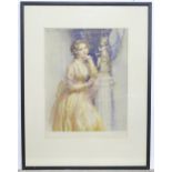 A signed limited edition print, no. 1/125, depicting a young lady with a statue of Cupid on a