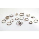 A quantity of assorted silver and white metal rings Please Note - we do not make reference to the