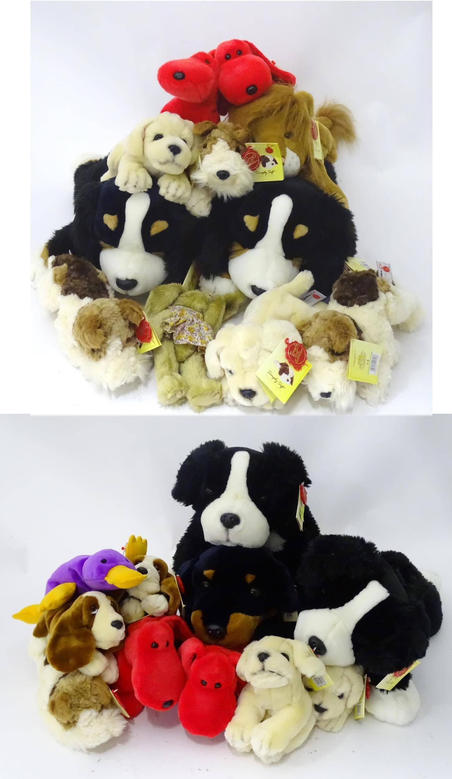 A quantity of assorted Keel soft toys and TY toys to include dogs, rabbits, lions, etc. Please