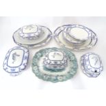 A quantity of assorted 19thC and later blue and white ceramics / dinner wares to include meat